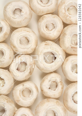 Fresh white button mushrooms 128381042