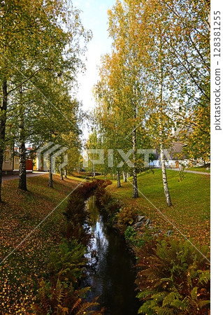 Autumn in the old town of Rauma, Finland 128381255