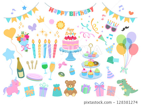 生日派對插圖集 生日派對插圖集 128381274