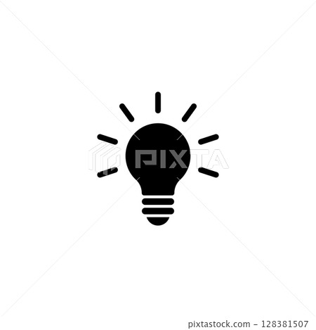 eps10 black Light lamp vector sign icon isolated on white background. Idea symbol. 128381507