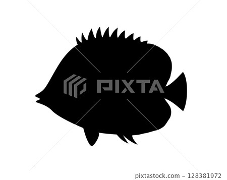 蝴蝶魚剪影_向量插圖 128381972