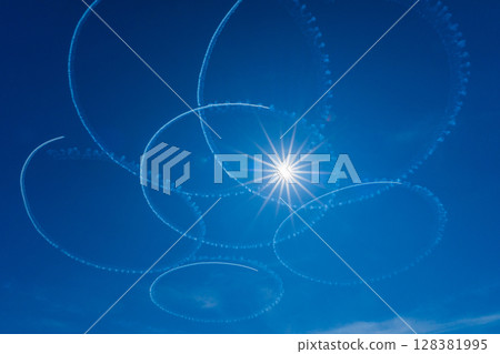 Blue Impulse's demonstration flight at the Osaka Kansai Expo 128381995