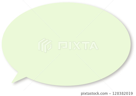 A simple green round speech bubble with a drop shadow. 128382019
