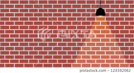 Orange brick wall and orange light from lamp vector. Orange brick wall and orange light from lamp vector. 128382062