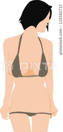 Illustration of a woman in a swimsuit posing 128382712