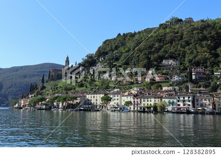 Morcote village in Lugano, Switzerland Morcote village in Lugano, Switzerland 128382895