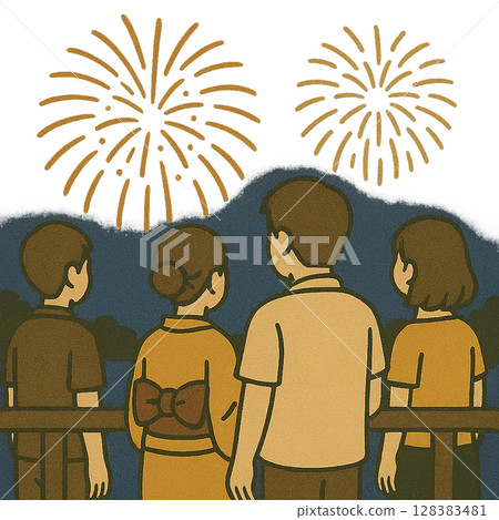 Illustration of fireworks display 128383481