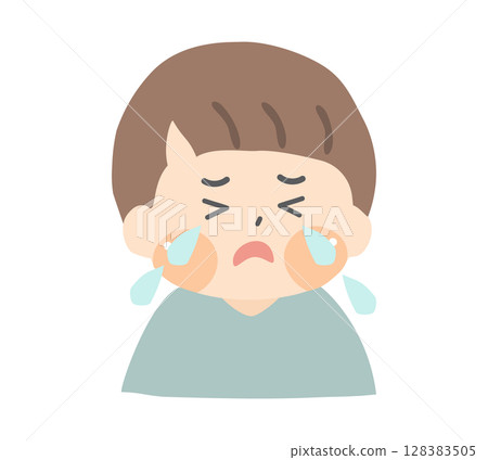 哭泣的小男孩的插圖 哭泣的小男孩的插圖 128383505