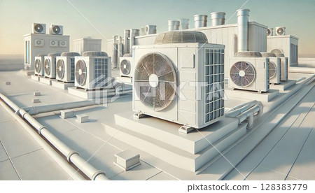 White air conditioning system on the roof White air conditioning system on the roof 128383779