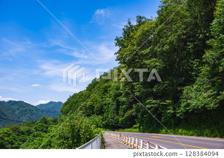 National Route 19 above the town of Kiso Fukushima 128384094