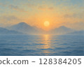 山上的日落 128384205