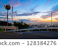 Osaka cityscape in the evening as seen from Ishikiri Station 128384276