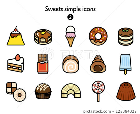 Icon collection Sweets Icon collection Sweets 128384322