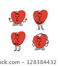 Cute heart character meditates listens to music Cute heart character meditates listens to music 128384432
