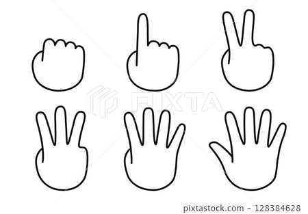 Simple silhouette vector illustration of open fingers counting backwards 128384628