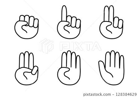 Simple silhouette vector illustration of closed fingers counting face up 128384629