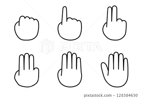 Simple silhouette vector illustration of closed fingers counting backwards 128384630