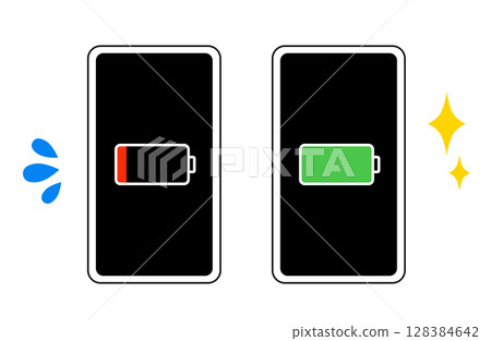 Simple vector illustration of a smartphone battery 128384642