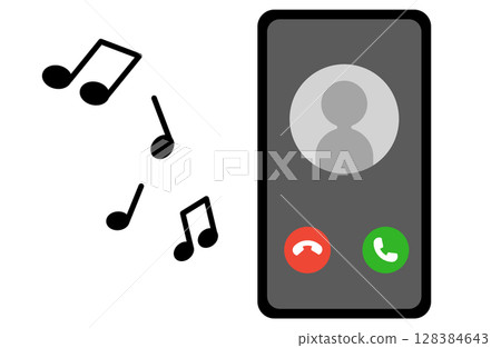 A simple vector illustration of a smartphone incoming call screen A simple vector illustration of a smartphone incoming call screen 128384643