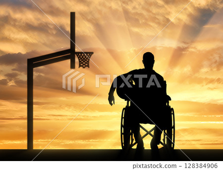 Silhouette of a disabled basketball player in a wheelchair 128384906