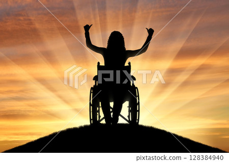 Concept of happy people with disabilities Concept of happy people with disabilities 128384940