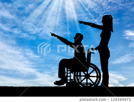 Concept of caring and supporting disabled people in the family 128384973