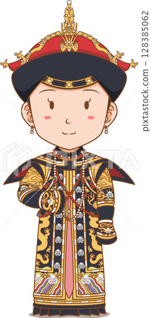 Cartoon Character of Qing dynasty empress of China. Cartoon Character of Qing dynasty empress of China. 128385062