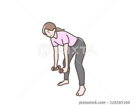 一位女士做啞鈴練習的插圖 128385160