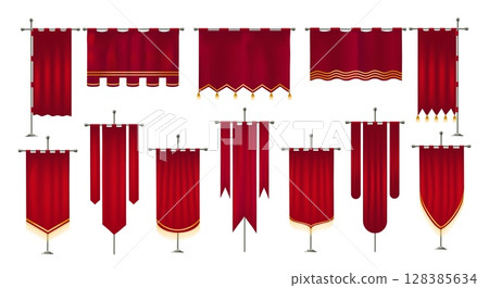 Medieval red flags Medieval red flags 128385634