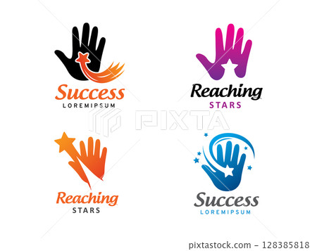 Hand and Star logo symbol or icon template Hand and Star logo symbol or icon template 128385818