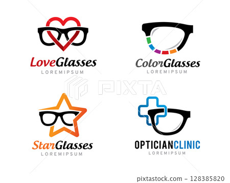 Glasses logo symbol or icon template vector Glasses logo symbol or icon template vector 128385820