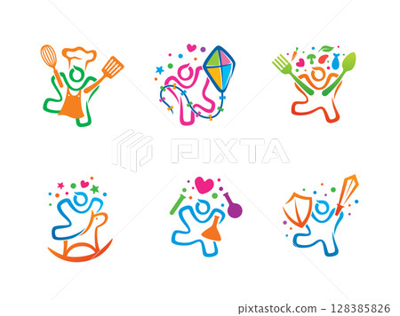 Kids logo symbol or icon template vector 128385826