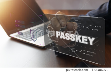 concept of using Passkey instead of a code set for maximum security Biometric Lock 128386079