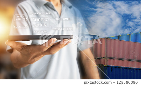 The concept of the most efficient transportation management system, international transportation technology, industry 5.0 128386080