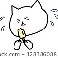貓舔冰淇淋的插圖 128386088