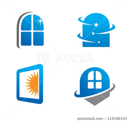 window logo template Illustrator Artwork 128386343