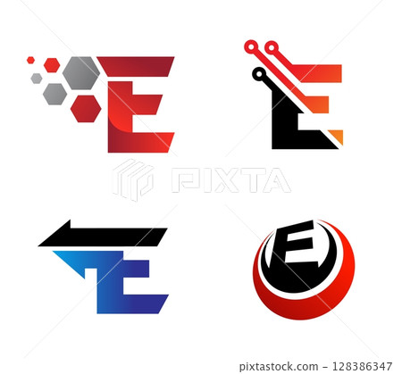 Letter E logo template Illustrator Artwork Letter E logo template Illustrator Artwork 128386347
