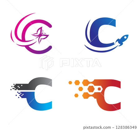 Letter C logo template Illustrator Artwork 128386349