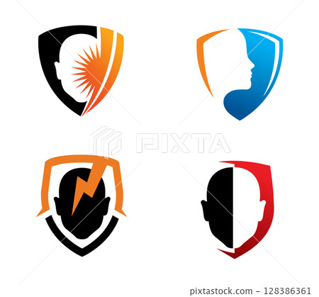 Face shield logo template Illustrator Artwork Face shield logo template Illustrator Artwork 128386361