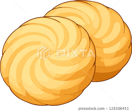 Illustration of two vanilla cookies 128386451