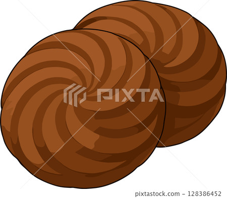 Illustration of two chocolate cookies 128386452