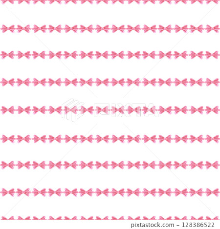 Hand drawn watercolor red bow line seamless pattern isolated on white background. Can be used for textile, fabric scrapbook and other printed products. 128386522