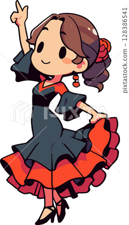 Flamenco dancer woman illustration 128386541