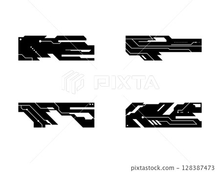 Futuristic element. Cyberpunk decals set. Hud interface design vector. Futuristic element. Cyberpunk decals set. Hud interface design vector. 128387473