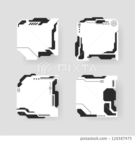 Futuristic interface ui elements. Futuristic HUD elements. Hud interface set. Vector illustration. 128387475