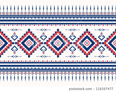 Geometric ethnic oriental pattern background. Design for texture, wrapping, clothing, batik, fabric, wallpaper and background. Pattern embroidery design. 128387477