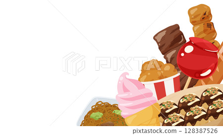Food stall background illustration_16:9 128387526