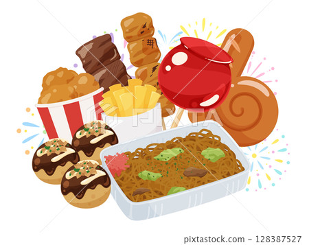 食品攤位插圖 食品攤位插圖 128387527