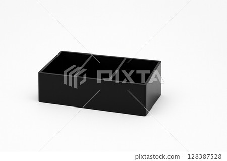 A simple black acrylic trinket box placed on a white background A simple black acrylic trinket box placed on a white background 128387528