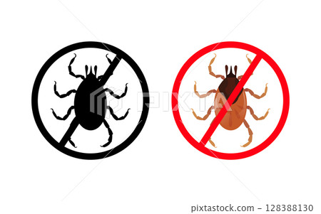 Stop sign of mites, encephalitis, lyme disease, infection Stop sign of mites, encephalitis, lyme disease, infection 128388130